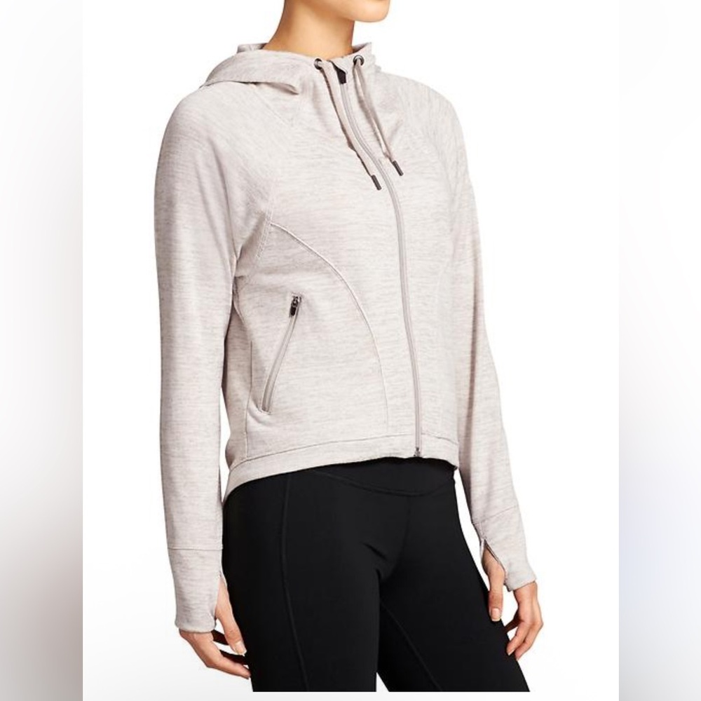 Athleta Techie Sweat Anorak‎ Jacket in Ecru Heather Size S